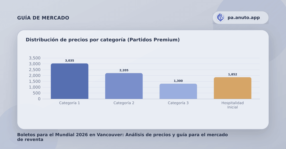 Distribución de precios por categoría (Partidos Premium)