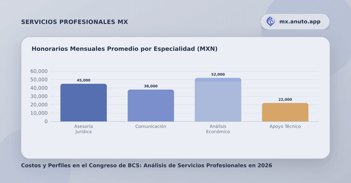 Honorarios Mensuales Promedio por Especialidad (MXN)