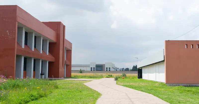 Image of modern buildings with green surroundings in Lerma de Villada, Mexico. Ideal for architectural themes.