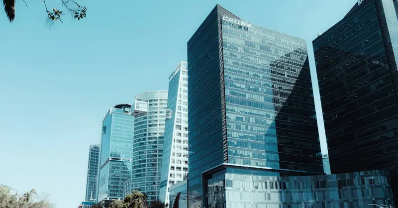 A stunning view of towering skyscrapers in Mexico City's bustling business district.