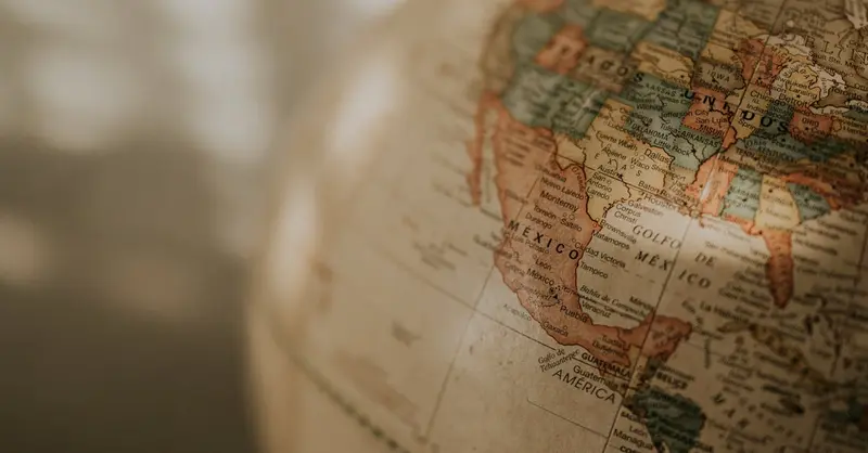 A vintage-style globe showing Mexico and parts of North America. Ideal for geography themes.
