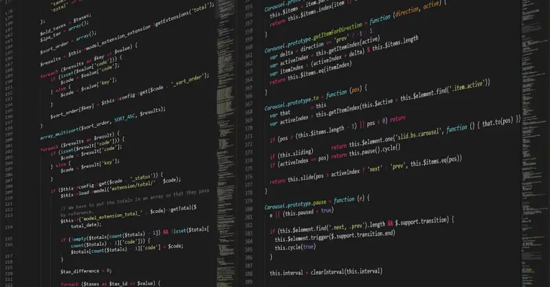 Close-up view of programming code in a text editor on a computer screen.