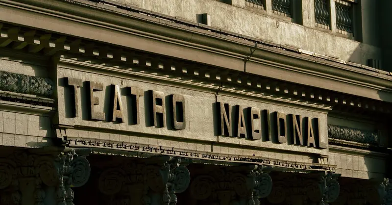 Facade of the historic Teatro Nacional in San Salvador, El Salvador, showcasing architectural details.