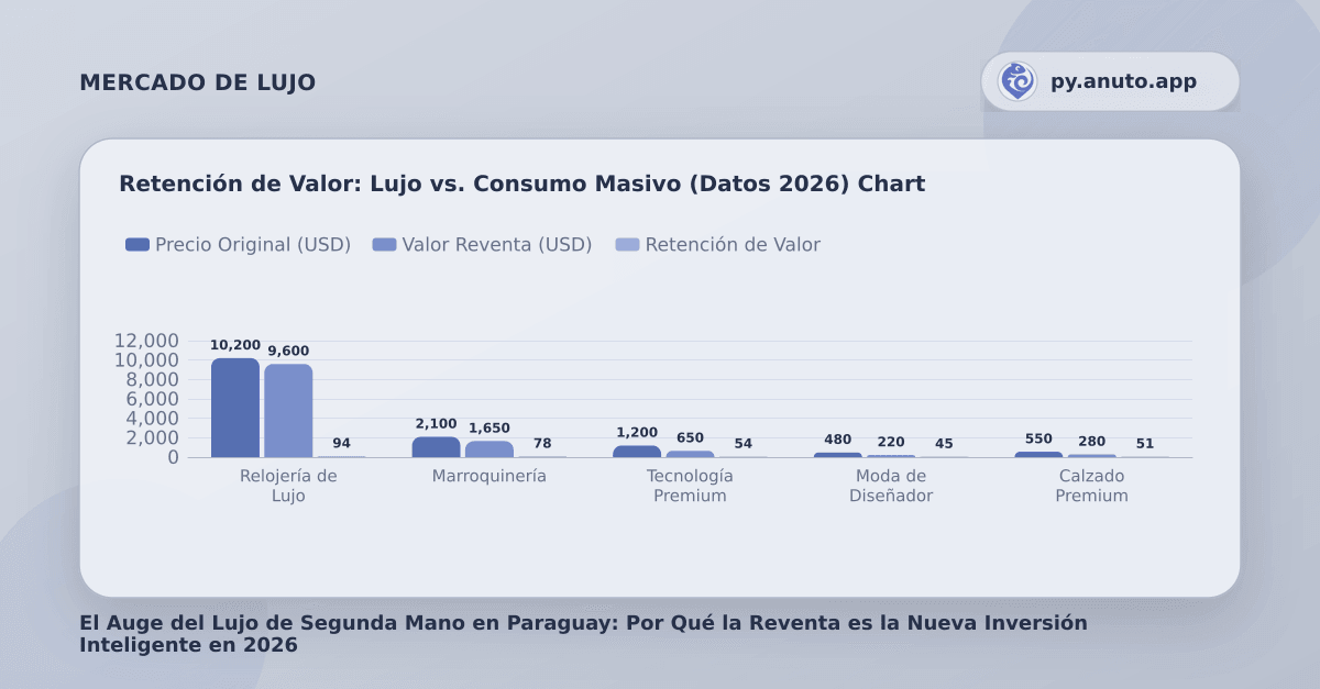 Retención de Valor: Lujo vs. Consumo Masivo (Datos 2026) Chart